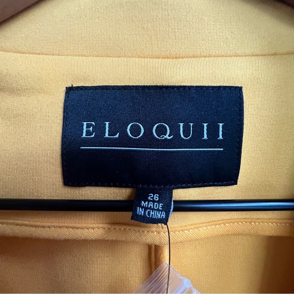 New ELOQUII Peplum Stretch Work Blazer Marigold Yellow Plus 26 Double Breasted - Picture 7 of 16